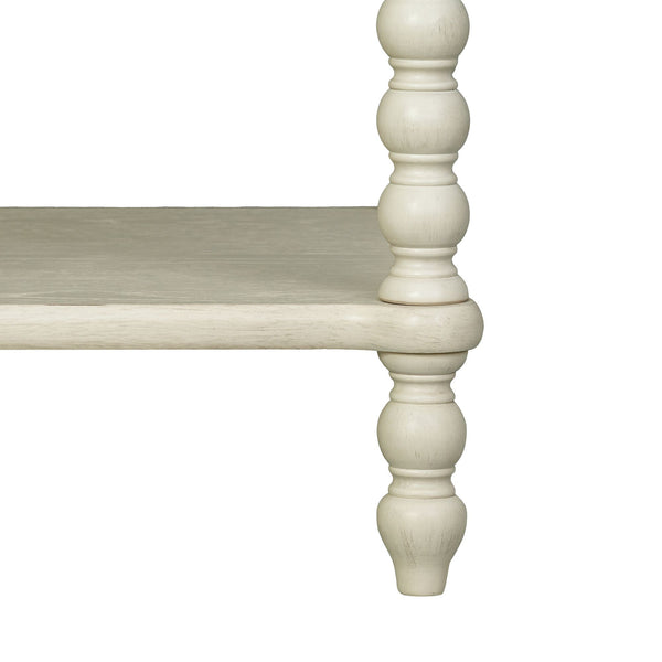 English Elm Large Cottage Nightstand with Spindle Legs Open Shelf and Drawer for King Beds Antique Cream B035P408397