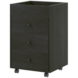 English Elm HOMCOM Mobile 3-Drawer Office Storage Cabinet with Removable Top Tray, Locking Wheels, Space-Saving Design Walnut W2225P217757