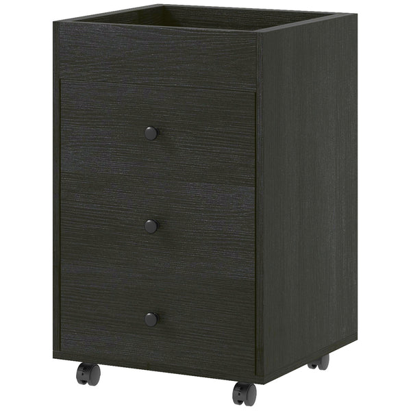 English Elm HOMCOM Mobile 3-Drawer Office Storage Cabinet with Removable Top Tray, Locking Wheels, Space-Saving Design Walnut W2225P217757