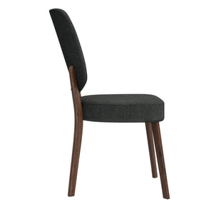 English Elm Dellers Mid-century Upholstered Dining Chair Set Walnut Tapered Legs Foam Cushion Gray B127P495101