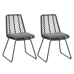 English Elm Christopher Knight Home® - DEJA Rattan Patio Chairs (2-Pack) with Gray Cushions, Iron Frame, 300 lb Capacity, Quick Assembly N762P240764E