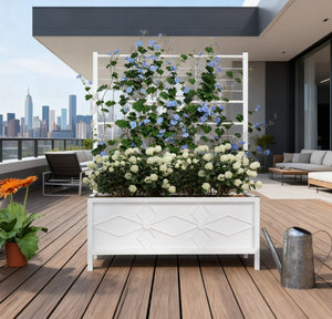 English Elm Garden Galvanized Steel Raised Planter with Integrated Trellis for Climbing Vines Outdoors T3971P422602