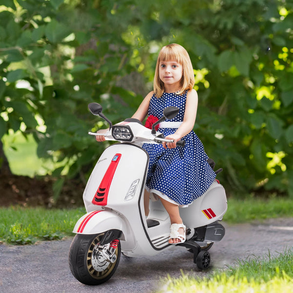 English Elm Qaba Vespa Licensed Retro Ride on Electric Motorbike for Toddlers with Fm Radio White W2225P229330