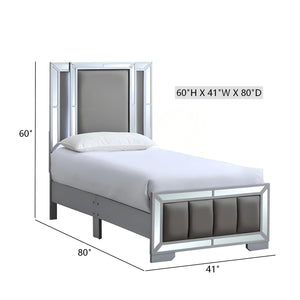 English Elm Murry Twin Platform Bed with Led Backlit Faux Leather Headboard and Mirror Panels B078S00650
