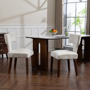 English Elm Mid Mid Century Modern Dining Chairs Set of 2 Upholstered Linen Accent Chairs with Solid Wood Frame, Ergonomic Support and Nailhead Trim Beige W794P335667