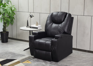 English Elm Recliner Power Chair Faux Leather High Back Seat with Cup Holders for Living Rooms B205P241928