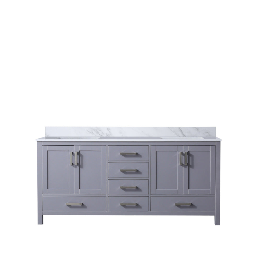 English Elm Dark Grey Double Bath Vanity With Carrara Marble Top – Elegant Storage, Soft-Close Design, 72" W B2731P258909