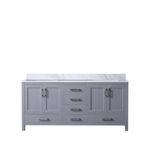 English Elm Dark Grey Double Bath Vanity With Carrara Marble Top – Elegant Storage, Soft-Close Design, 72" W B2731P258909