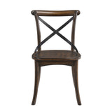 English Elm Dark Oak and Black Side Chair With X Shape Back (Set Of 2)