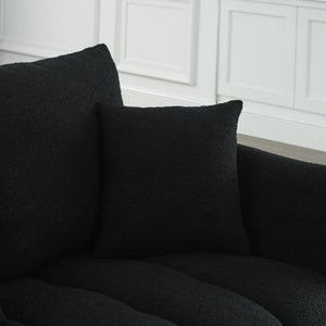 English Elm Mh35.2'' Teddy Fleece Lounge Chair Plush Upholstered Accent Seat for Bedroom or Office Black W1193P422110