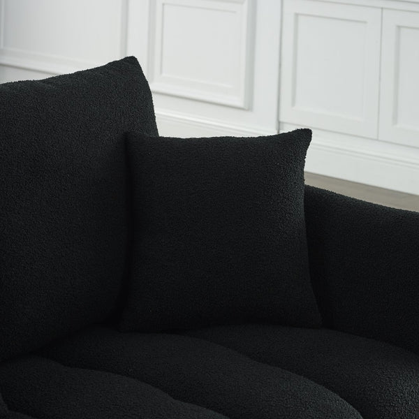 English Elm Mh35.2'' Teddy Fleece Lounge Chair Plush Upholstered Accent Seat for Bedroom or Office Black W1193P422110