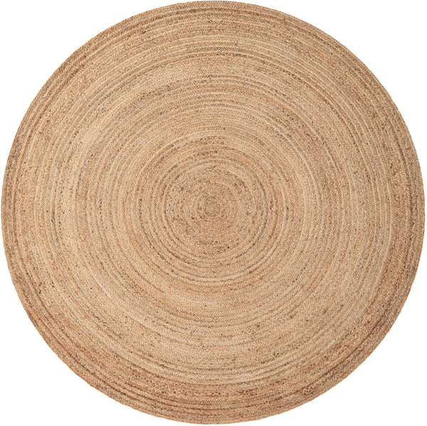 Unique Loom Braided Jute Dhaka Hand Braided Solid Rug Natural, Natural 7' 1" x 7' 1"