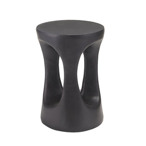 English Elm 14 Inch Handcrafted Mgo Cylinder Side Table Matte Black for Indoor Outdoor Spaces N772P390735B