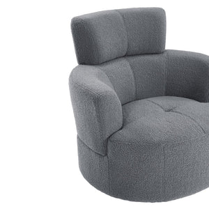 English Elm 360° Swivel Chair - Cozy Berber Fleece Barrel Accent Chair With Adjustable Headrest For Any Space N719P272676E