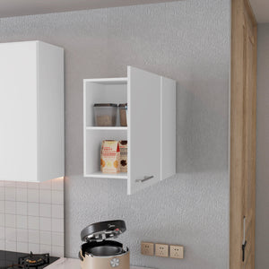 English Elm White Hi Wall Cabinet 1 Door – Space-Saving 23.6" x 19.7" x 13.1" White Kitchen Storage, Easy-Clean Finish B062P252190