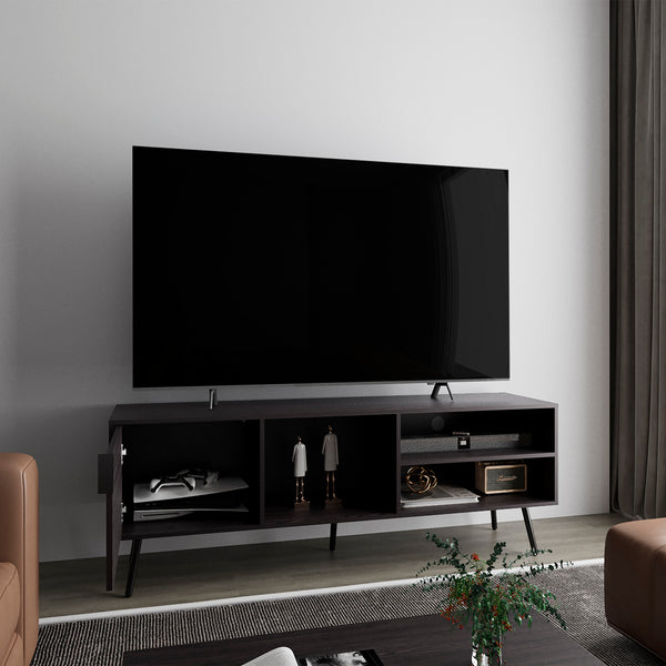 English Elm TV Engineered Wood Media Console with 3 Drawers & 3 Open Shelves, Durable Eco-Friendly Storage Solution Black 68.5 L x 20.87 W x 5.12 H B097P262376