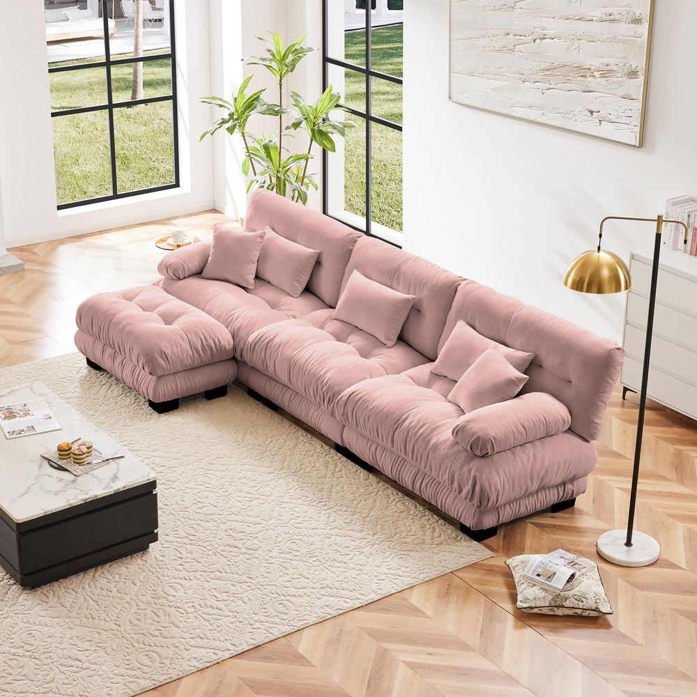 English Elm Luxury Modular Sectional Sofa - Oversized L-Shaped Chenille Couch In Chic Pink For Ultimate Comfort W714S01011