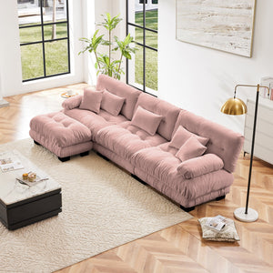 English Elm Luxury Modular Sectional Sofa - Oversized L-Shaped Chenille Couch In Chic Pink For Ultimate Comfort W714S01011