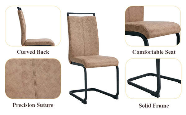 English Elm Table 67"X36" Modern Dining Set With 6 Ergonomic Brown Chairs & Stylish Black Metal Legs For Comfort W1151S01956-GIGA