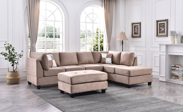 English Elm Malone Modern Microfiber Sectional Sofa with Pocketed Coil & Foam Seating, Removable Backs for EZ Delivery Mocha 47.5 L x 27.5 W x 23 H B078S00590