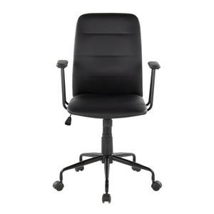 English Elm Office Chair with Faux Leather Upholstery Pneumatic Swivel Seat for Modern Workspaces Black B202P474194