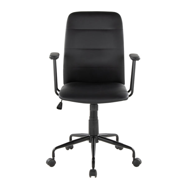 English Elm Office Chair with Faux Leather Upholstery Pneumatic Swivel Seat for Modern Workspaces Black B202P474194