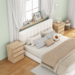English Elm 19.7-inch Matte Finish 3 Drawer Nightstand Set of 2 Handle Free Modern Bedroom Storage Natural W3151S00077