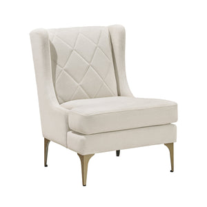 English Elm Modern Luxury Chenille Upholstery Wingback Accent Chair with Diamond Stitching, Gold Metal Legs and Reversible Cushion for Durable Comfort and Style taupe 32.5 L x 28 W x 19 H B011P308542