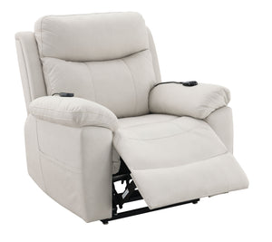 English Elm Chriki Beige Polished Microfiber Power Recliner with Lift, Heated Massage, Ergonomic Support & Remote Comfort B2726P242437