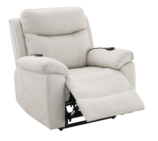 English Elm Chriki Beige Polished Microfiber Power Recliner with Lift, Heated Massage, Ergonomic Support & Remote Comfort B2726P242437