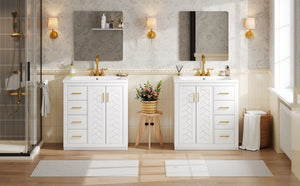 English Elm 60'' Modern Bathroom Vanity Set With Ceramic Sink, Solid Wood Frame, Soft-Close Drawers & Doors N710SS00001K