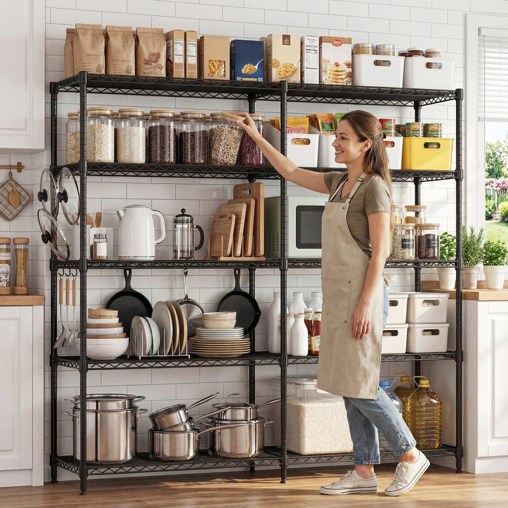 English Elm 4 Tier Carbon Steel Wire Shelving Unit 1200 Lb Capacity Garage Pantry Organizer W5386P480988