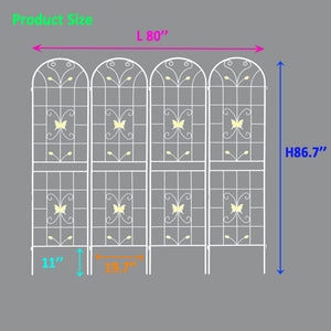 English Elm 4 Pack Powder Coated Steel Garden Trellis Panels Rustproof Vertical Vine Support Outdoor Cream White W1586P151252