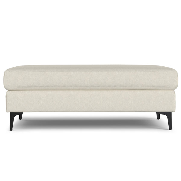English Elm Ava Mid Century Upholstered Bench Ottoman with Powder Coated Legs for Living Room Cream B136P436946