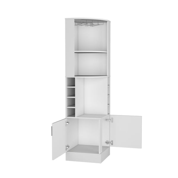 English Elm Corner Bar Cabinet Cleveland Eco White – Space-Saving Engineered Wood Corner Storage with Shelves, Durable Finish, Easy Assembly, Modern Living Room Appeal B092S00274