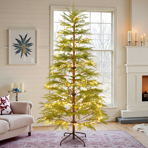 English Elm 6 ft Artificial Christmas Tree with 300 Warm LED Lights, 612 Tips, Hinged PE Branches & Metal Stand N710P181792S