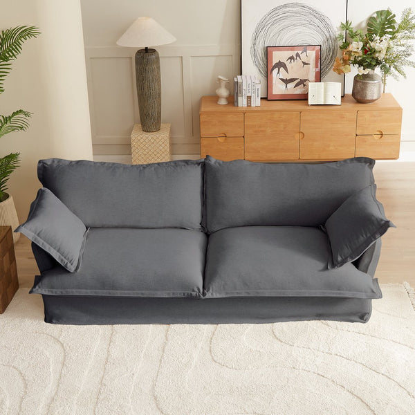 English Elm 87.4'' Modern Comfy Upholstered Sofa Cloud Couch - Deep Seat, Removable Washable Covers, Plush Dark Gray W2357P272956