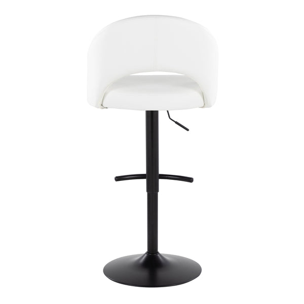 English Elm Adjustable Swivel Barstools Set of 2 Faux Leather Padded Seat Black Metal Base B202S02010