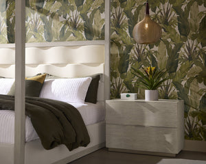 Sunpan Hoyos Nightstand - Elegant Light Oak Design with Warm Brass Handles and Soft-Close Drawers