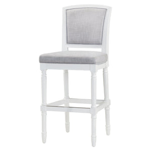 English Elm 31" Turned Leg Bar Stool Woven Polyester Seat and Back for Pub or Kitchen Use White B2751P436453