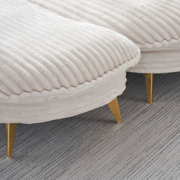 English Elm 65.00 Inch Mid-century Corduroy Loveseat with Gold Tapered Legs for Apartment Living Beige W1658P212594