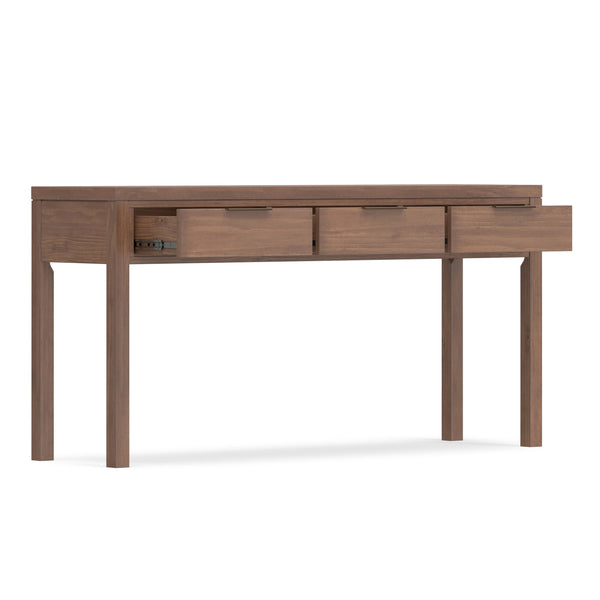 English Elm Hollander Wide Console Table with Three Smooth-Gliding Drawers, Solid Pine, Low-VOC Finish, 60" Brown B136P364305