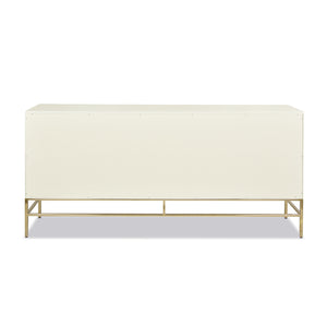 English Elm Jennifer Taylor Home - Gemini 79" Sideboard Buffet in White Lacquer Birchwood — Handmade Solid Wood, Magnetic Doors, Storage B2719P238481