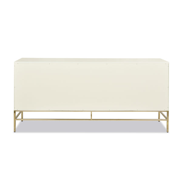 English Elm Jennifer Taylor Home - Gemini 79" Sideboard Buffet in White Lacquer Birchwood — Handmade Solid Wood, Magnetic Doors, Storage B2719P238481