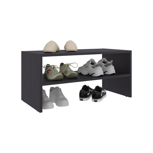 English Elm Silpa Small Shoe Rack 3-Tier Compact Organizer, 23.6" Wide Black Modern Shelf Bench for Entryway B070P363831