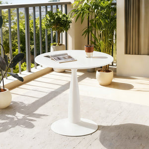 English Elm 31.5inch Tulip Pedestal Round Dining Table White Mdf Mid-century Modern for Small Spaces W3766P410237