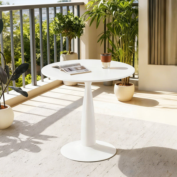 English Elm 31.5inch Tulip Pedestal Round Dining Table White Mdf Mid-century Modern for Small Spaces W3766P410237