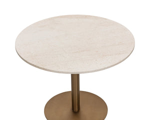 Sunpan ISKA Bistro Table - Elegant Round Marble Top with Polished Stainless Steel Pedestal for Small Spaces 112125