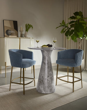 Sunpan Cornella Counter Stool - Elegant Modern Design with Antique Brass Frame and Chic Diamond Stitching Danny Iceberg