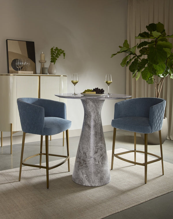 Sunpan Cornella Counter Stool - Elegant Modern Design with Antique Brass Frame and Chic Diamond Stitching Danny Iceberg